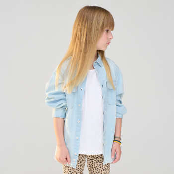 قميص جينز مغسول باللون الأزرق للأولاد